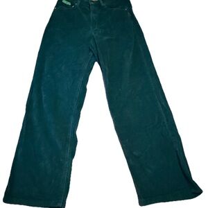 Empyre Jeans Corduroy Pants Dark Teal Green Pockets Logo Zipper Button Women 12